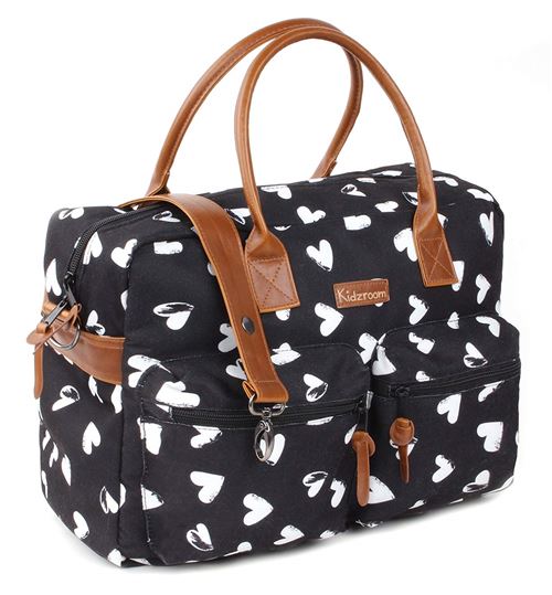 Kidzroom 030-8303_black hearts Fashionable Sac à Couche