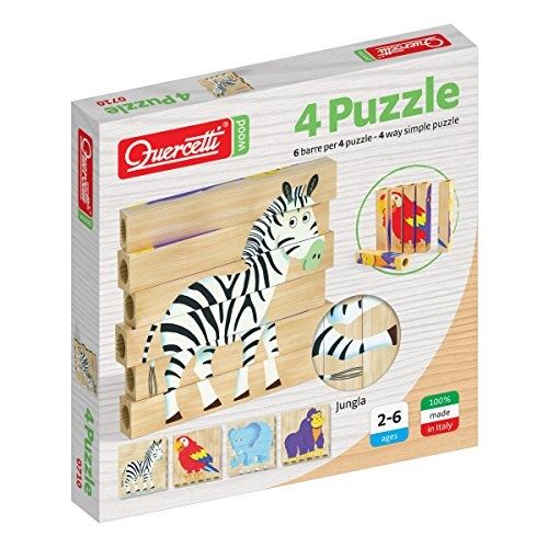 Quercetti - q0710 - 4 puzzles jungle - bois