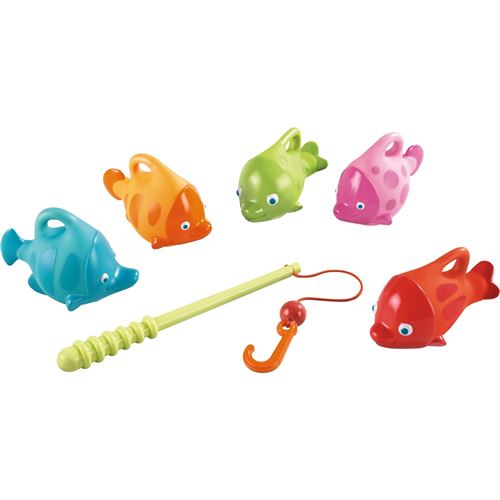 Haba jouets de bain set de pêche à la ligne spray poisson 6 pièces multicolore