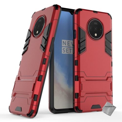 Housse etui coque rigide anti choc pour OnePlus 7T avec film ecran - ROUGE