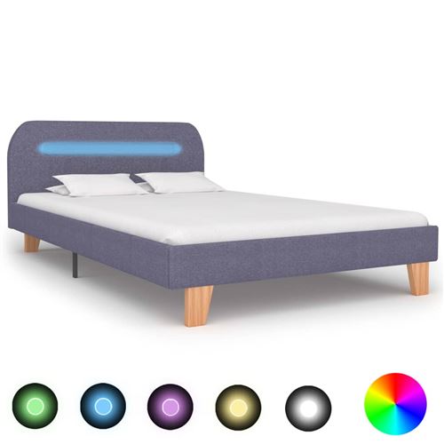 Cadre de lit avec LED Gris clair Tissu 120 x 200 cm