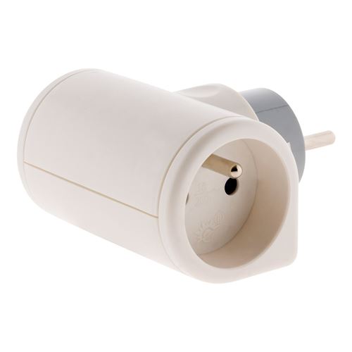 Biplite sans c&acirc;ble avec prise rotative, 2 prises blanc ZENITECH