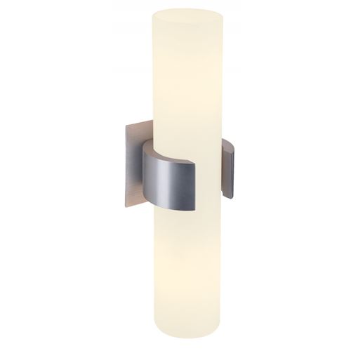 DENA 2, applique, alu brossé, verre partiellement satiné, 2x E14, max. - Slv - aluminium brossé