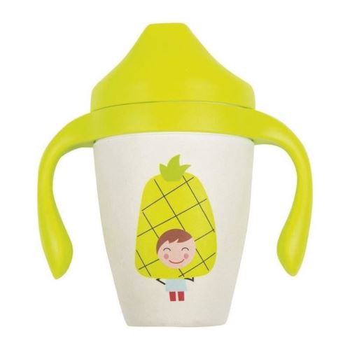 mill'o bébé tasse d'apprentissage en fibres naturelles - anti-fuite et ergonomique - design ananas - 6 a 18 mois