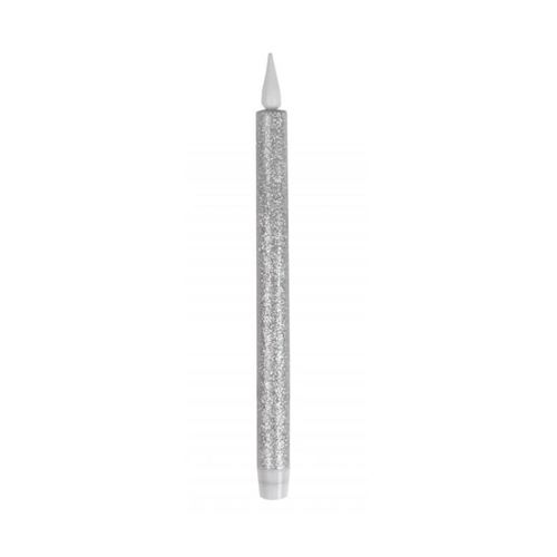 Bougie à LED pailletée argent - Chandelle H 28 cm - Décoration de Noël