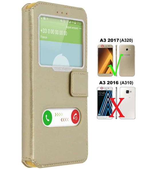 Etui Décrochage Appel SAMSUNG GALAXY A3 2017- Doré