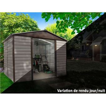 Abri de jardin en métal vert et blanc 4,79m² + kit ancrage Abri