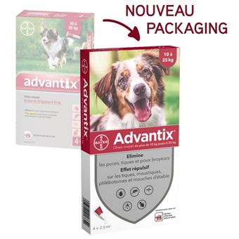 Pipettes Spot-On Advantix Chien 10-25 kg 2,5 ml x6 Anti-parasite - 1