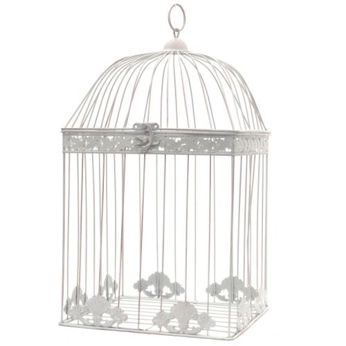Style Ancienne Grande Cage A Oiseaux Decorative Carre Blanc 51 Cm