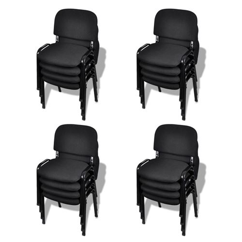 vidaXL Chaises de bureau empilables 16 pièces Tissu Noir