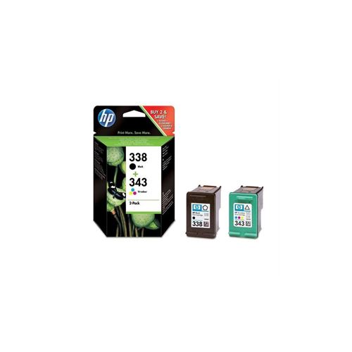 HP 338/343 Lot de 2 Cartouches d'Encre Noir et Trois Couleurs (SD449EE)