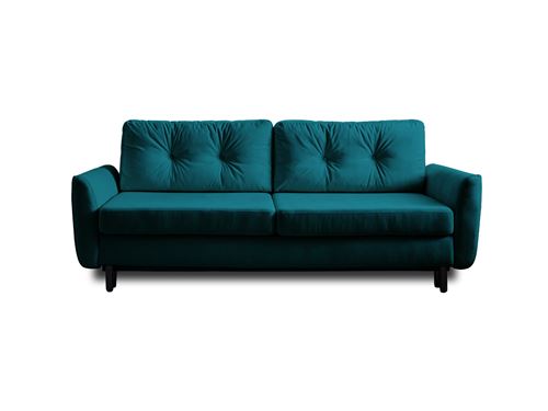 Lisa Design Canap&eacute; droit convertible 3 places NILS - Velours Bleu canard