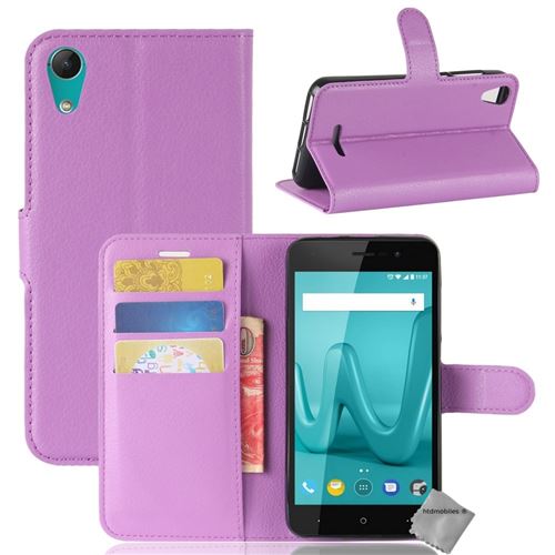Housse etui coque pochette portefeuille pour Wiko Lenny 4 avec film ecran - MAUVE