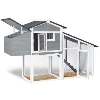 Poulailler Comfort Gris Avec Pondoir En Bois