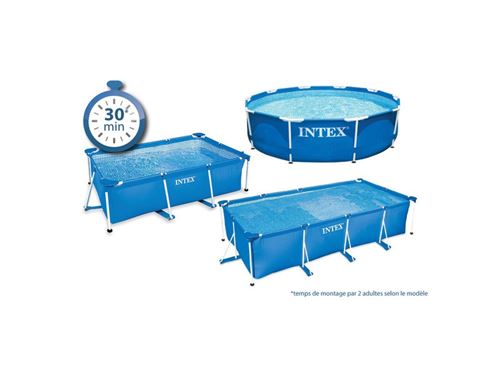 Intex Piscine Metal Frame Junior Rectangulaire 2,20 X 1,50 X 0,60 M Avec Bâche De Protection 3 X 2 M