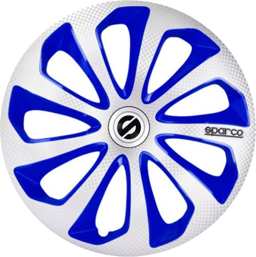 Sparco enjoliveurs Sicilia 13 pouces ABS argent / bleu lot de 4