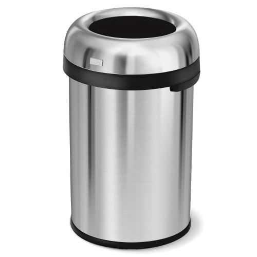 simplehuman Poubelle Ronde Ouverte Acier Épais Inoxydable Brossé 115L