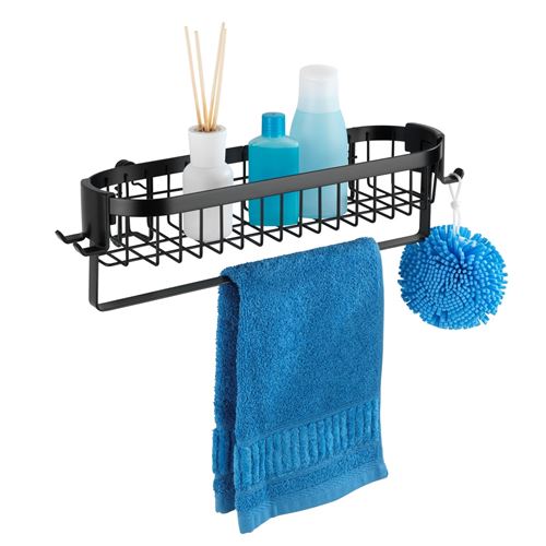 Etagère murale de salle de bain indus Classic - L. 35 cm - Noir