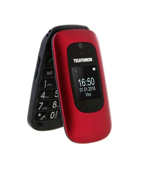 Telefunken TM 250 IZY - Téléphone mobile - microSDHC slot - GSM - 240 x 320 pixels - 0,3 MP - rouge