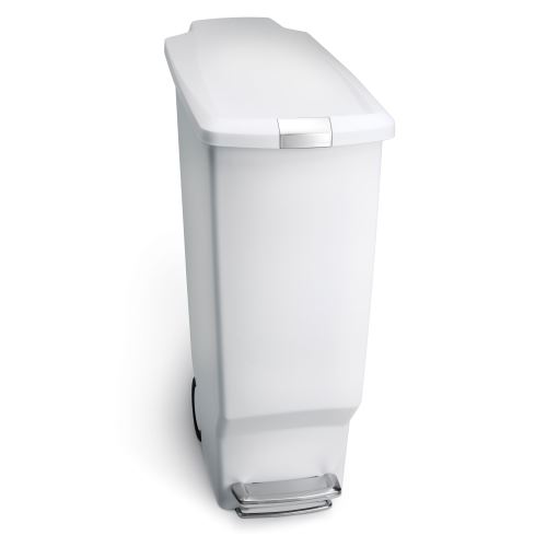 simplehuman Poubelle Étroite À Pédale en Plastique Blanc 40L
