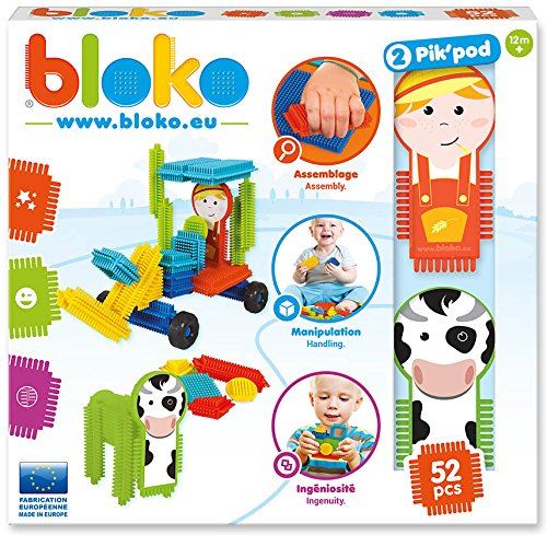 Bloko - 100 pieces a assembler - 2 figurines 3d famille, jouets 1er age