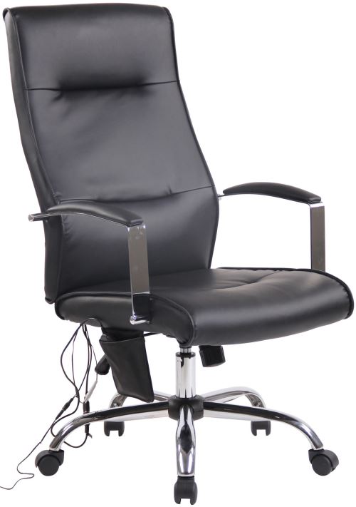 Fauteuil de bureau Portland Similicuir avec Fonction Massage - Piètement à roulette - Réglable en hauteur et Pivotant - Couleur Noir
