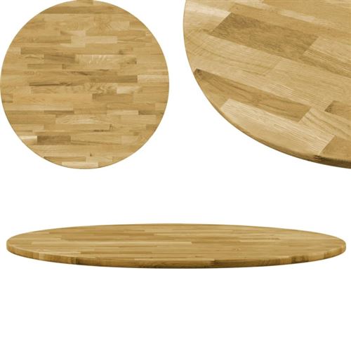 vidaXL Tafelblad rond 23 mm 700 mm massief eikenhout