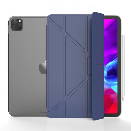 Etui en PU + TPU origami d'absorption magnétique bleu foncé pour votre Apple iPad Pro 12.9 pouces (2020)