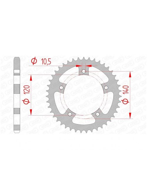 Couronne AFAM 42 dents acier standard pas 525 type 86500