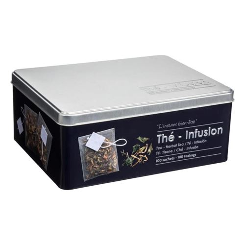 Boîte à Thé & Infusion en Sachet Relief II 21cm Noir