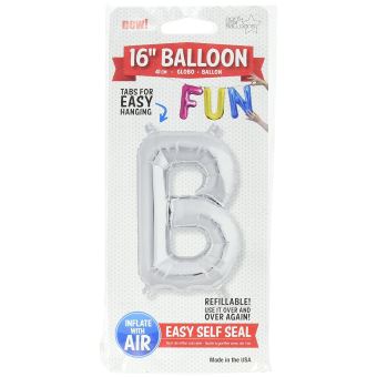 40 cm Air Remplissez Lettre B Foil Ballon d'Argent (vendu non gonflé) - 1