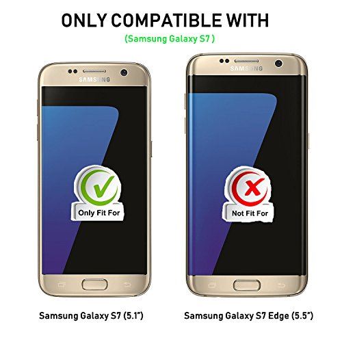 Coque Galaxy S7, Supad Etui à rabat protecteur en cuir véritable pour Samsung Galaxy S7 (Noir)