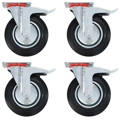vidaXL Roulettes pivotantes avec double frein 4 pcs 200 mm