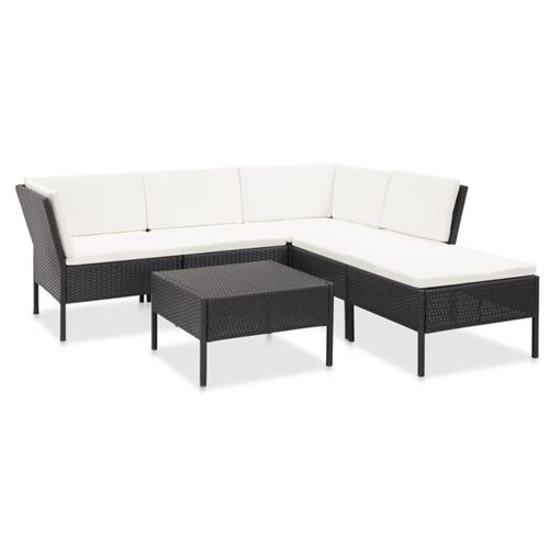 Vidaxl salon de jardin 6 pcs avec coussins r&eacute;sine tress&eacute;e noir 48940