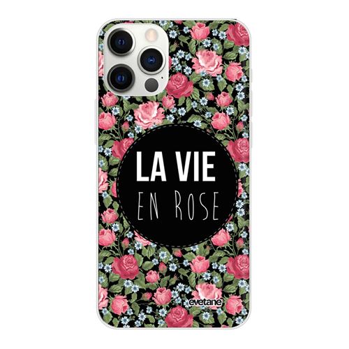 Coque pour iPhone 12/12 Pro souple transparente La Vie en Rose Motif Ecriture Tendance [Evetane®]