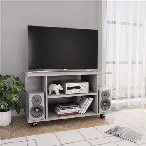 vidaXL Meuble TV avec roulettes Gris cement 80 x 40 x 40 cm Aggloméré