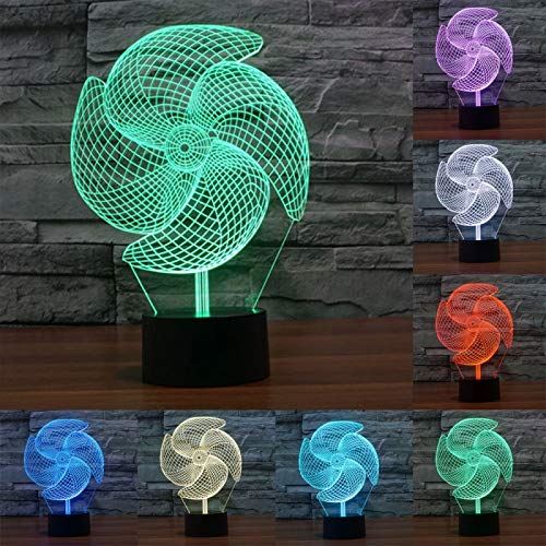 Lampe Décorative 3D Moulin Eolienne Luminaire LED 7 Couleurs Tactile Abs - YONIS