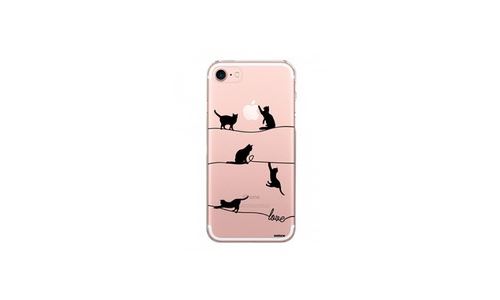 Coque Iphone 7 Iphone 8 Rigide Transparente, Chat Lignes, Evetane®