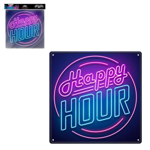STC - Plaque Déco Effet Néon 30x30 cm – Happy Hour