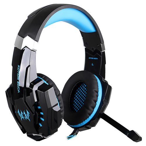KOTION CHAQUE G9000 3.5mm Gaming Casque écouteur anti-bruit avec micro Lumière LED Noir avec Bleu