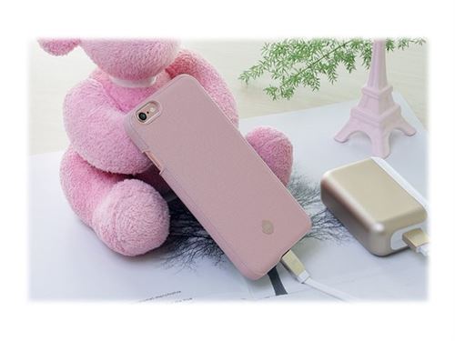 Just Mobile Quattro Back - Coque de protection pour téléphone portable - robuste - cuir véritable, polycarbonate - rose - pour Apple iPhone 6s Plus