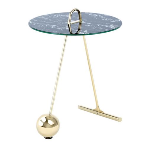 Paris Prix Or Table D'appoint Design "Pendule" 60Cm & Noir