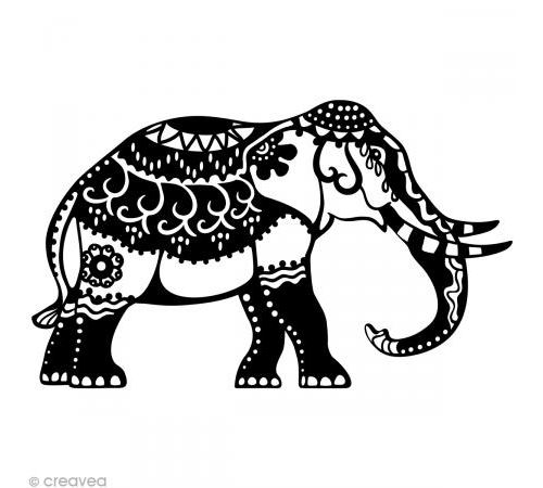 Pochoir inversé silhouette - Éléphant indien - A4