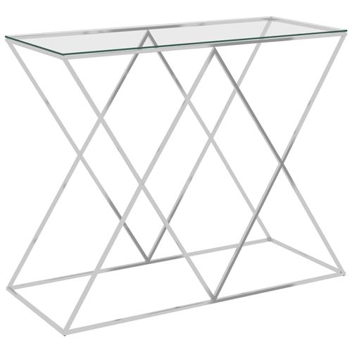 Table d'appoint Acier inoxydable et verre 90x40x75cm Argent