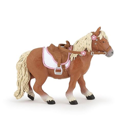 Poney Shetland avec selle