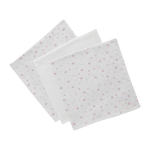 DOMIVA Lot de 3 langes - Bambou 60x60 - 2 imprimées coeure + 1 blanche