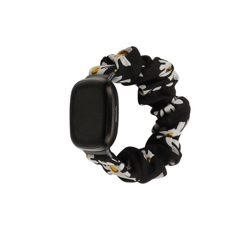 Bracelet en toile élastique pour Fitbit Versa 3 / Sense - Noir&Blanc(Taille S)
