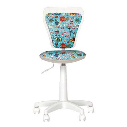 Ministyle comics- fauteuil, chaise de bureau pour enfant en tissu bleu / blanc cm1