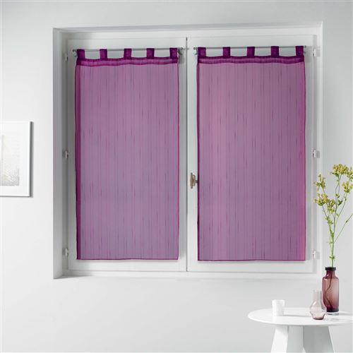 Paire droite passants 2 x 60 x 120 cm voile raye horizon Prune