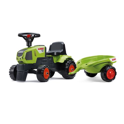 FALK Tracteur &agrave; chevaucher avec remorque Claas Axos 310 Vert